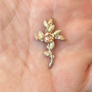 Vintage 12k Gold and Sterling Silver Floral Cross Pendant